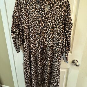 Eloquii Animal Print V-Neck Dress
